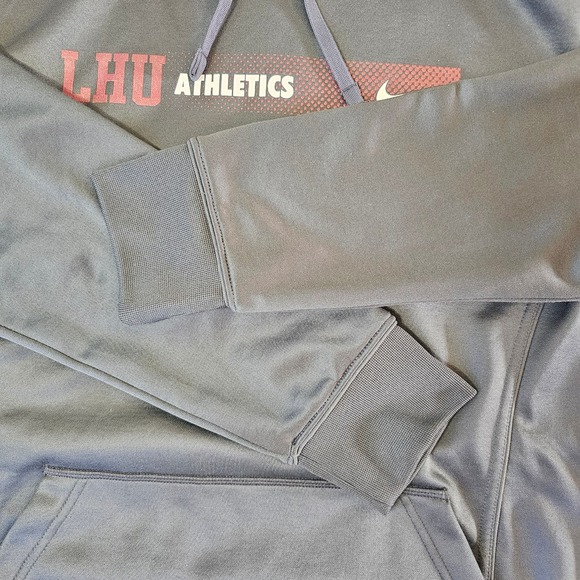 Nike thermafit black fleece  hoodie with LHU logo. Preowned in a men's sz small. - Picture 5 of 11